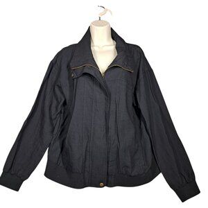 Maurices Womens Black Bomber Jacket Lightweight Windbreaker Utility Full Zip L